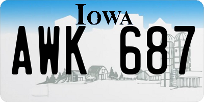 IA license plate AWK687