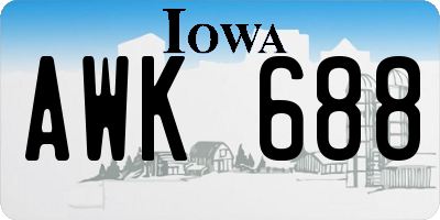 IA license plate AWK688