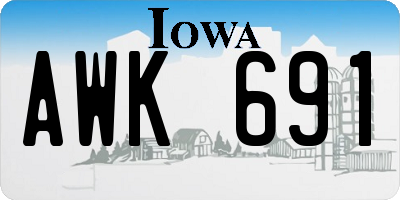 IA license plate AWK691