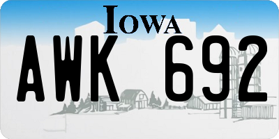 IA license plate AWK692
