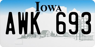IA license plate AWK693