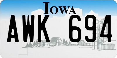 IA license plate AWK694