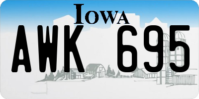 IA license plate AWK695