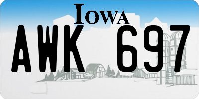 IA license plate AWK697