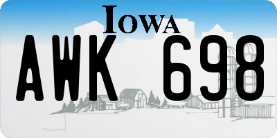 IA license plate AWK698