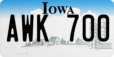 IA license plate AWK700