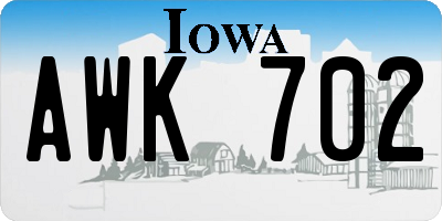 IA license plate AWK702