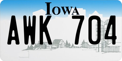 IA license plate AWK704