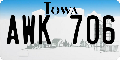 IA license plate AWK706