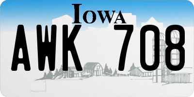 IA license plate AWK708