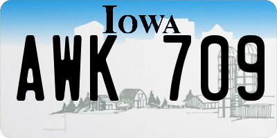 IA license plate AWK709