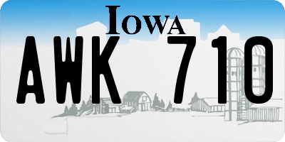 IA license plate AWK710