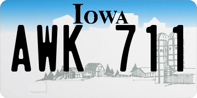 IA license plate AWK711