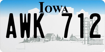 IA license plate AWK712