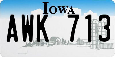IA license plate AWK713