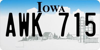 IA license plate AWK715