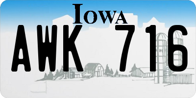 IA license plate AWK716