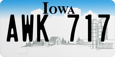 IA license plate AWK717