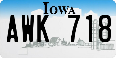IA license plate AWK718