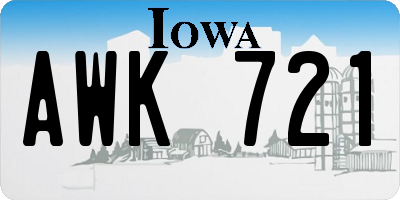 IA license plate AWK721