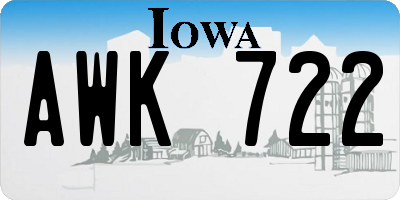 IA license plate AWK722