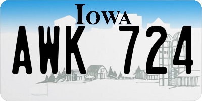 IA license plate AWK724