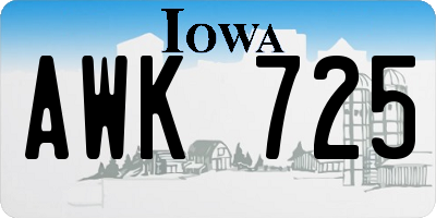 IA license plate AWK725