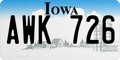 IA license plate AWK726