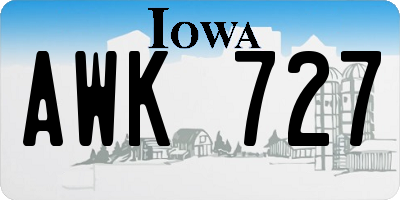 IA license plate AWK727