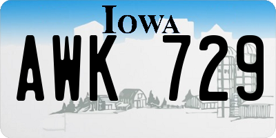 IA license plate AWK729