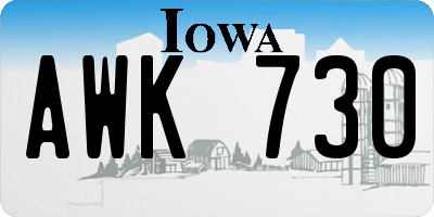 IA license plate AWK730