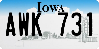 IA license plate AWK731