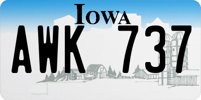IA license plate AWK737