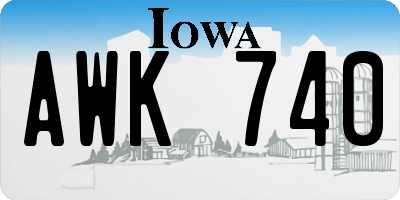 IA license plate AWK740