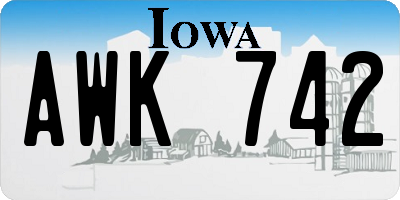 IA license plate AWK742