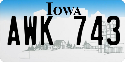 IA license plate AWK743
