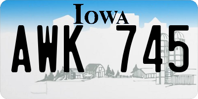 IA license plate AWK745