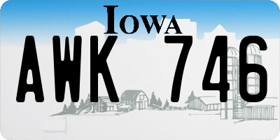 IA license plate AWK746
