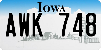 IA license plate AWK748