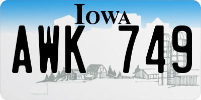 IA license plate AWK749
