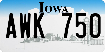 IA license plate AWK750
