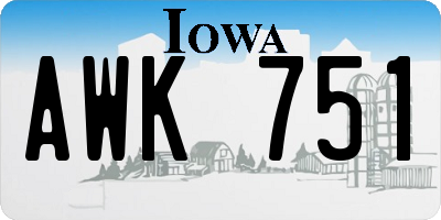 IA license plate AWK751