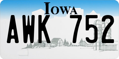 IA license plate AWK752