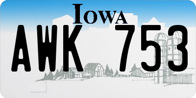 IA license plate AWK753