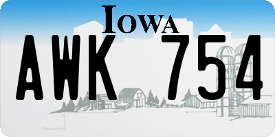 IA license plate AWK754
