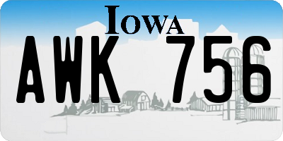 IA license plate AWK756