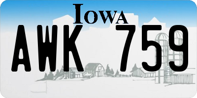 IA license plate AWK759