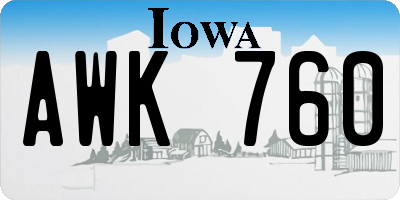 IA license plate AWK760