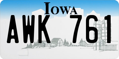 IA license plate AWK761
