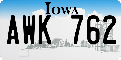 IA license plate AWK762